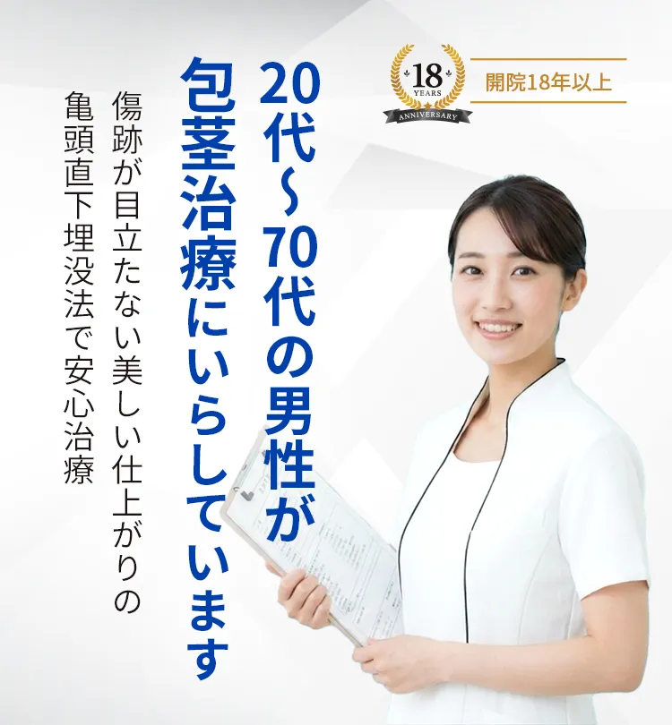 20代〜70代の男性が包茎治療にいらしています