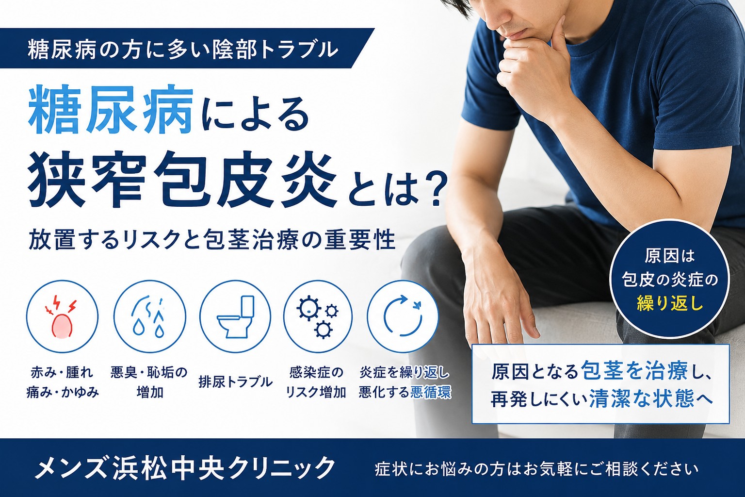 静岡県｜糖尿病による狭窄包皮炎とは？放置するリスクと包茎治療の重要性｜メンズ浜松中央クリニック